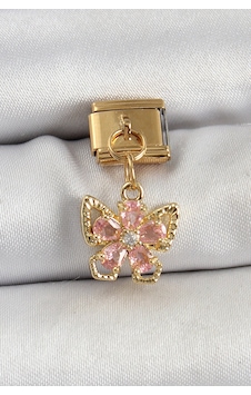316l Çelik Sallantılı Zirkon Taşlı Çiçek Figürlü Kelebek Model Gold Renk Nomination Charm Altın 316l Çelik Sallantılı Zirkon Taşlı Çiçek Figürlü Kelebek Model Gold Renk Nomination Charm Altın