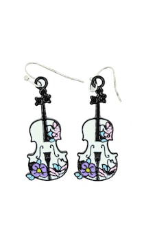 Diyez Müzik Çiçek Desenli Keman Şeklinde Müzik Temalı Küpe Diyez Müzik Çiçek Desenli Keman Şeklinde Müzik Temalı Küpe