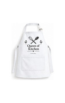 Queen Of Kitchen Unisex Mutfak Önlüğü Beyaz Queen Of Kitchen Unisex Mutfak Önlüğü Beyaz
