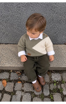 Minigimin Cicileri Ekru Desenli Triko Kazaklı Gömlekli Erkek Bebek 3 Lü Takım - Yeşil Minigimin Cicileri Ekru Desenli Triko Kazaklı Gömlekli Erkek Bebek 3 Lü Takım - Yeşil