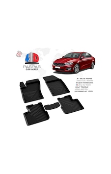 Fiat Egea Sd 4d Araca Özel Havuzlu Kauçuk Paspas Siyah