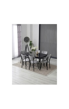 80x130 Açılabilir Masa + 6 Elma Sandalye Masa Takımı Gri Gri 80x130 Açılabilir Masa + 6 Elma Sandalye Masa Takımı Gri Gri