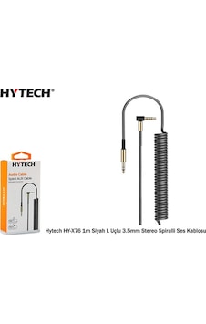 Hytech Hy-X76 1M L Uçlu 3.5Mm Stereo Spiralli Ses Kablosu Siyah Hytech Hy-X76 1M L Uçlu 3.5Mm Stereo Spiralli Ses Kablosu Siyah