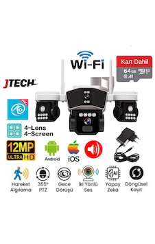 O-kam OK-206 Plusw 3mp+3mp+3mp+3mp 12mp Wi-fi Model 4Lens Alert 1Ptz Akıllı Kamera + 64gb SD Kart Dahil O-kam OK-206 Plusw 3mp+3mp+3mp+3mp 12mp Wi-fi Model 4Lens Alert 1Ptz Akıllı Kamera + 64gb SD Kart Dahil