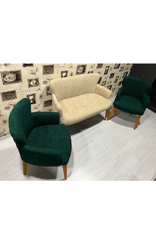 Venqm Bukle Çay Seti Koltuk Takımı Balkon Ofis Mutfak Krem Yeşil Venqm Bukle Çay Seti Koltuk Takımı Balkon Ofis Mutfak Krem Yeşil