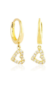 Sembol Gold Sallantılı Altın Kalp Küpe 14K Gold Sembol Gold Sallantılı Altın Kalp Küpe 14K Gold