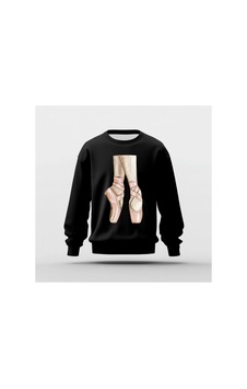 Ada Kostüm Tasarım Point Shoes Baskılı Basic Sweatshirt Siyah Ada Kostüm Tasarım Point Shoes Baskılı Basic Sweatshirt Siyah