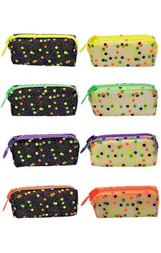 Unicus Big Zip Neon Puantiyeli Şeffaf Kalem Kutu Uncs-950 Çok Renkli