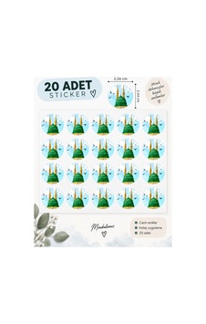 20 Adet Mescid-i Nebevi Yeşil Kubbe Sticker Hac Umre Hediyelik Yapışkanlı Etiket Diğer