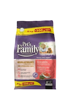 Pet's Family Kısırlaştırılmış Premium Somonlu Yetişkin Kedi Maması 1300 G Pet's Family Kısırlaştırılmış Premium Somonlu Yetişkin Kedi Maması 1300 G