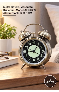 5 Adet Metal Çalar Saat Metal Gövde, Masaüstü Kullanım, Model Alk4689, Alarm Clock 12 X 8 Cm 5 Adet Metal Çalar Saat Metal Gövde, Masaüstü Kullanım, Model Alk4689, Alarm Clock 12 X 8 Cm