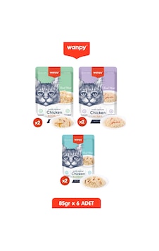3 Çeşit Kedi Ödülü Pouch Tavuklu & Morina & Yengeç & Deniz Tarağı Yaş Kedi Maması 6 Adet X 85gr 3 Çeşit Kedi Ödülü Pouch Tavuklu & Morina & Yengeç & Deniz Tarağı Yaş Kedi Maması 6 Adet X 85gr
