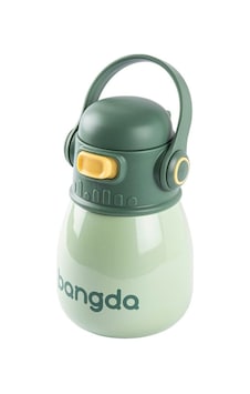 Bangda Yeşil Çift Katmanlı Tutacaklı Paslanmaz Çelik Çocuk Termosu 400ml Yeşil