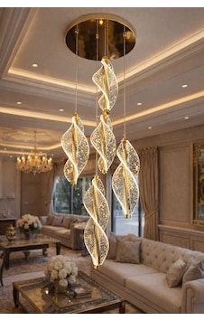 Modern Lüks Salon Model Ledlı 5 Li Gol Sarkıt Avıze Altın - Gold Modern Lüks Salon Model Ledlı 5 Li Gol Sarkıt Avıze Altın - Gold