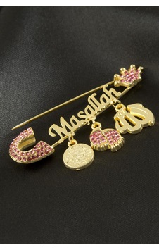 Zenviac456 Maşallah Yazılı Broş Zenviac45678 Pembe 39886659