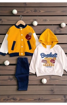 Necix's Baseball Team Çıtçıt Hırkalı Mevsimlik 3'lü Takım Hardal Hardal Necix's Baseball Team Çıtçıt Hırkalı Mevsimlik 3'lü Takım Hardal Hardal