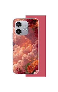 Honor 600 Lite Uyumlu Kırmızı Bulut Ve Çiçekler Uv Baskılı Silikon Kılıf Renkli Honor 600 Lite Uyumlu Kırmızı Bulut Ve Çiçekler Uv Baskılı Silikon Kılıf Renkli