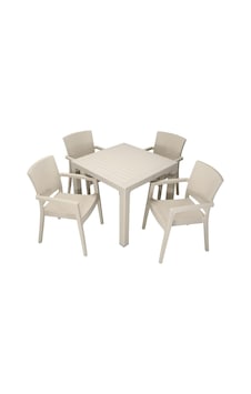 Depootoptan Mandella Elit Rattan 90 x 90 CM Zeus Koltuk Masa Takımı Çölbeji Bej