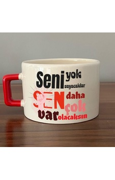Seni Yok Sayacaklar Baskılı Kadınlar Günü Kırmızı Kulplu C Fincan