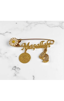 Altın Kaplama Bebek Maşallah Dualı Nazar İğnesi 0265 Altın