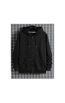 Çlm Store Unisex Fermuarlı Mevsimlık Hırka / Ceket Siyah Siyah