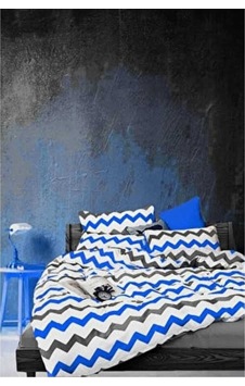 Lionas Tek Kişilik Nevresim Çarşaf Takımı Mavizigzag Lionas Tek Kişilik Nevresim Çarşaf Takımı Mavizigzag