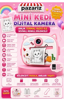 Çocuk Dijital Kamera Kedi Temalı Termal Yazıcılı 2.4 İnç Ekran Fotoğraf Video Selfie 3 Oyunlu Anında Baskı Makinesi Print Kamera Çift Kamera, Silikon Kılıf Çocuk Dijital Kamera Kedi Temalı Termal Yazıcılı 2.4 İnç Ekran Fotoğraf Video Selfie 3 Oyunlu Anında Baskı Makinesi Print Kamera Çift Kamera, Silikon Kılıf