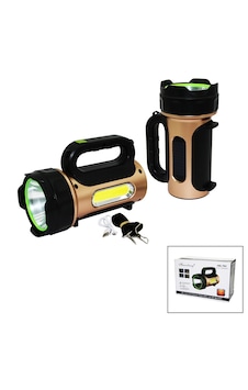 Go İthalat 10w - Solar - Usb Şarjlı 2ın1 El Feneri Renkli Fonksiyonel Smd Led Bronz - Siyah