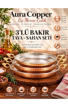 3'lü Bakır Sahan Tava Seti Dövme Çift Kulplu Yumurta Menemen Tavası Tv-00008-21-22-24 Cm/2,5 Cm 3'lü Bakır Sahan Tava Seti Dövme Çift Kulplu Yumurta Menemen Tavası Tv-00008-21-22-24 Cm/2,5 Cm