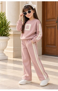 Kokoş Bebe Kız Çocuk Taş Detaylı Dantel Şeritli 3 İplik Şardonlu Eşofman Takımı - 5/12 Yaş - 31985 Pembe Kokoş Bebe Kız Çocuk Taş Detaylı Dantel Şeritli 3 İplik Şardonlu Eşofman Takımı - 5/12 Yaş - 31985 Pembe
