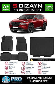 S-dizayn Nissan X-trail Benzinli 3d Pro Havuzlu Paspas Ve Bagaj Havuzu Seti 2'li Set 2022 Üzeri A+