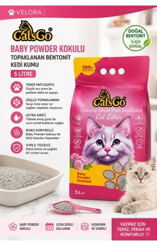 Catsgo Baby Powder Kokulu Topaklanan Bentonit Kedi Kumu 5 Lt %99,5 Tozsuz Ultra Emici - 886914951 Catsgo Baby Powder Kokulu Topaklanan Bentonit Kedi Kumu 5 Lt %99,5 Tozsuz Ultra Emici - 886914951