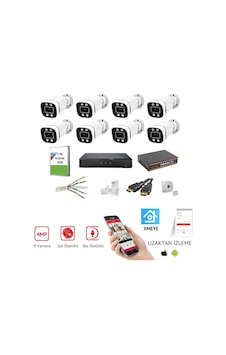 Novacom 8 Kameralı 4mp Gece Renkli Poe+sesli Ip Kamera Seti Novacom 8 Kameralı 4mp Gece Renkli Poe+sesli Ip Kamera Seti