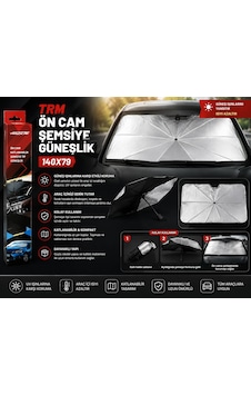 Trm Ön Cam Şemsiye Güneşlik 140x79 Cm Katlanabilir Metalize Araç Güneş Koruyucu Trm Ön Cam Şemsiye Güneşlik 140x79 Cm Katlanabilir Metalize Araç Güneş Koruyucu