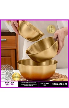 Emin 3'lü Gold Paslanmaz Çelik Kap Najmaddin 1449599