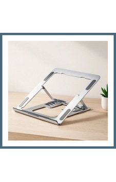 Agc Uygun Sepet Katlanabilir Alüminyum Laptop Stand 6 Açılı Gümüş Agc