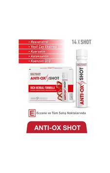 Anti-oxshot Resveratrol, Yeşil Çay, Kuersetin İçeren Gıda Takviyesi 14 Shot