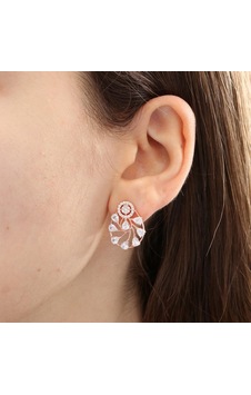 Effective Diamond Işıltı Yağmuru Rose Renk Gümüş Küpe