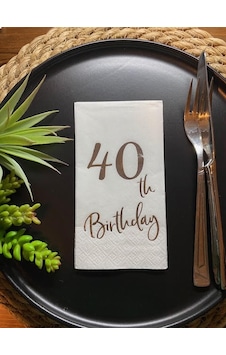 Gümüş Yaldızlı Beyaz Kırk Yaş Bırthday Garson Katlama Peçete 16 Lı Gümüş Yaldızlı Beyaz Kırk Yaş Bırthday Garson Katlama Peçete 16 Lı