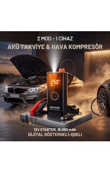 Lunaev Akü Takviye Cihazı Ve Lastik Şişirme Pompası - Powerbank Özellikli, Dijital Ekranlı Sos Fener Lunaev Akü Takviye Cihazı Ve Lastik Şişirme Pompası - Powerbank Özellikli, Dijital Ekranlı Sos Fener