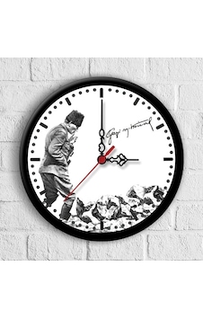 Kişiye Özel Atatürk Tasarımlı Ahşap Duvar Saati 30 Cm. - 4 Çok Renkli Kişiye Özel Atatürk Tasarımlı Ahşap Duvar Saati 30 Cm. - 4 Çok Renkli