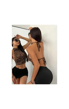 Nisa Sırtı Bağlamalı Pul Detaylı Büstiyer Kahverengi Leopar Kahverengi Leopar Nisa Sırtı Bağlamalı Pul Detaylı Büstiyer Kahverengi Leopar Kahverengi Leopar