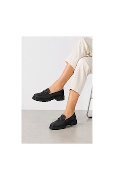 Ht Hotin Axiom Ortopedik Kadın Loafer Metal Tokalı Suni Deri Kalın Taban Ayakkabı - Siyah Ht Hotin Axiom Ortopedik Kadın Loafer Metal Tokalı Suni Deri Kalın Taban Ayakkabı - Siyah