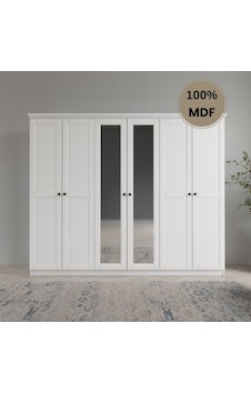 Dali 6 Kapılı Mdf Country Gardırop Beyaz Dali 6 Kapılı Mdf Country Gardırop Beyaz