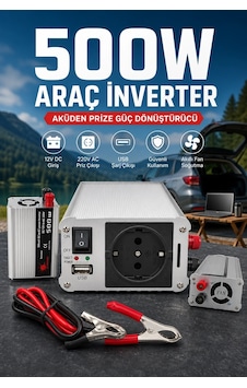Fanlı 500w Dc Ac İnverter 12v Akü Girişi 220v Priz Usb Çıkışı Taşınabilir Dönüştürücü Fanlı 500w Dc Ac İnverter 12v Akü Girişi 220v Priz Usb Çıkışı Taşınabilir Dönüştürücü