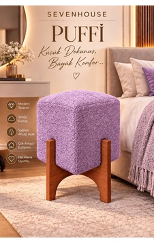 Puffi Ahşap Ayaklı Kare Makyaj Pufu Salon Oturma Pufu Dekoratif Teddy Kumaş Kaplı Puf Lila Lila Puffi Ahşap Ayaklı Kare Makyaj Pufu Salon Oturma Pufu Dekoratif Teddy Kumaş Kaplı Puf Lila Lila