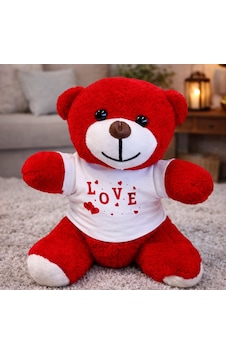 Love Tişörtlü Kırmızı Peluş Ayıcık Love Tişörtlü Kırmızı Peluş Ayıcık