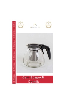 Camdemlik Isıya Dayanıklı Borosilikat Şık Tasarım Bitki Demleme Cam Süzgeçli Demlik 1.1 Litre Çok Renkli