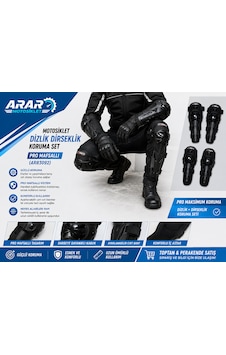Motosiklet Dizlik Dirseklik Koruma Set Pro Mafsallı Arr3092 Siyah