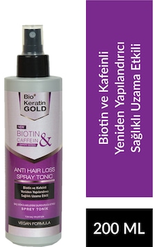 Bio Keratin Gold Biotin & Kafein Dökülme Karşıtı Hızlı Uzamaya Yardımcı Saç Tonik 200 ML